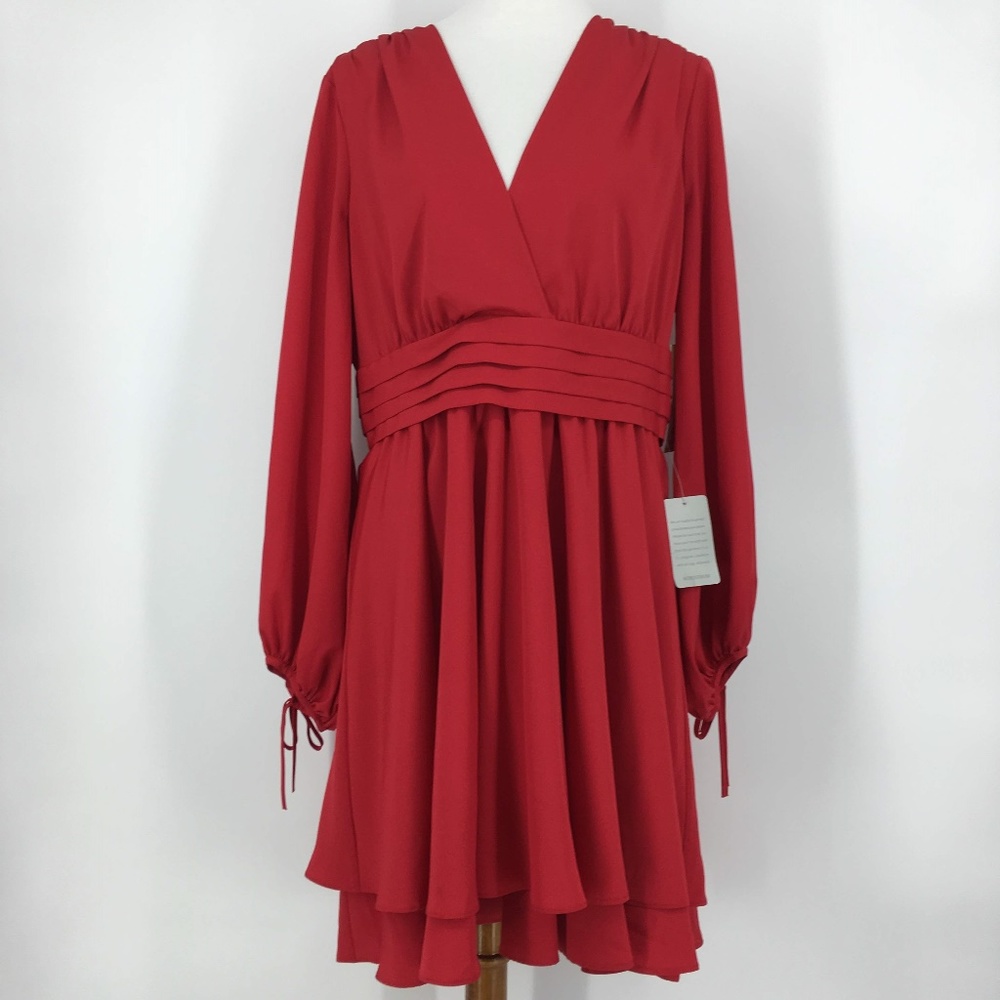 Eliza J Red Long Sleve Dress Size 14